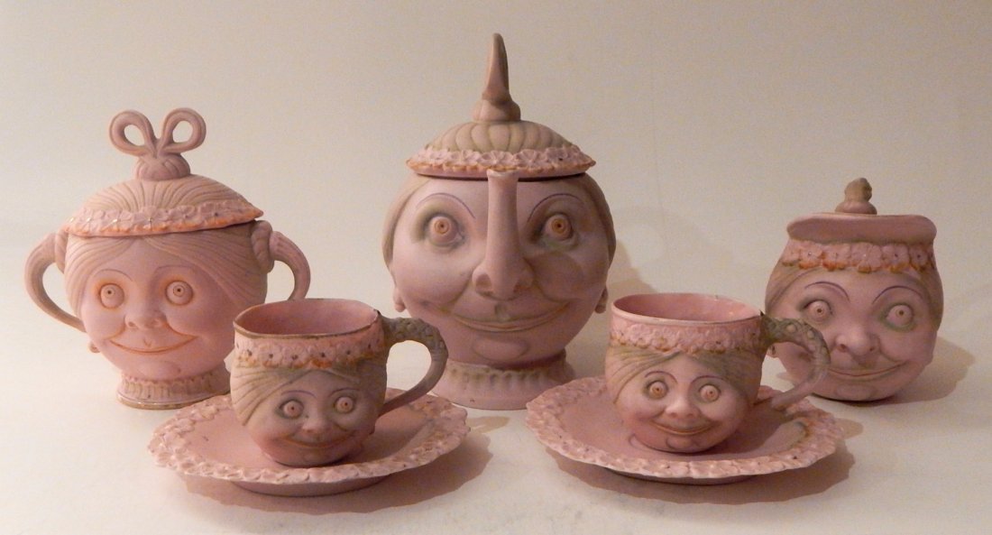 Rare German Bisque Schafer & Vater Tea Set (1 of 5)