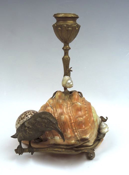 Rare Bronze Bird & Shell Candlestick (1 of 5)
