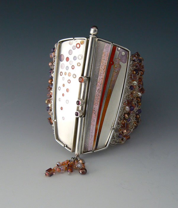 Champleve Enamel Bracelet w Beaded Band (1 of 2)
