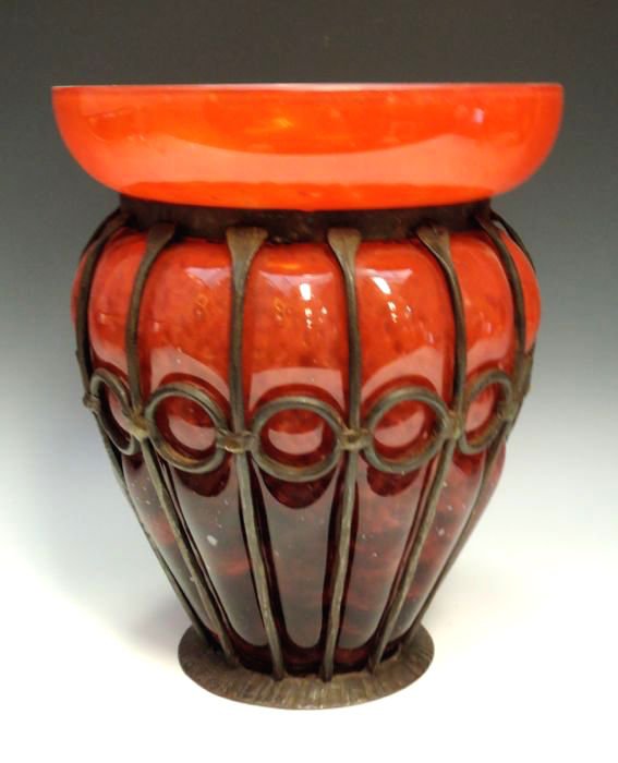 Schneider Glass Glass & Iron Vase (1 of 4)