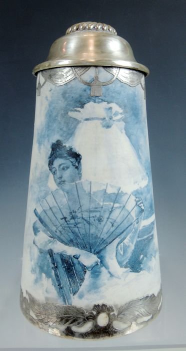 Gorham Sterling & Porcelain Lidded Stein (1 of 5)