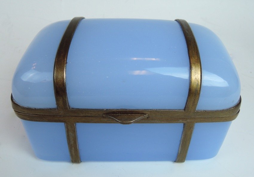 Light Blue Opaline Glass Lidded Box (1 of 6)