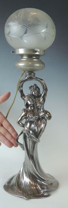 Art Nouveau Silverplate Lamp (1 of 4)