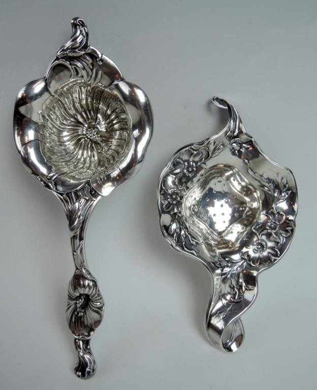 Two Art Nouveau Sterling Silver Tea Strainers (1 of 3)