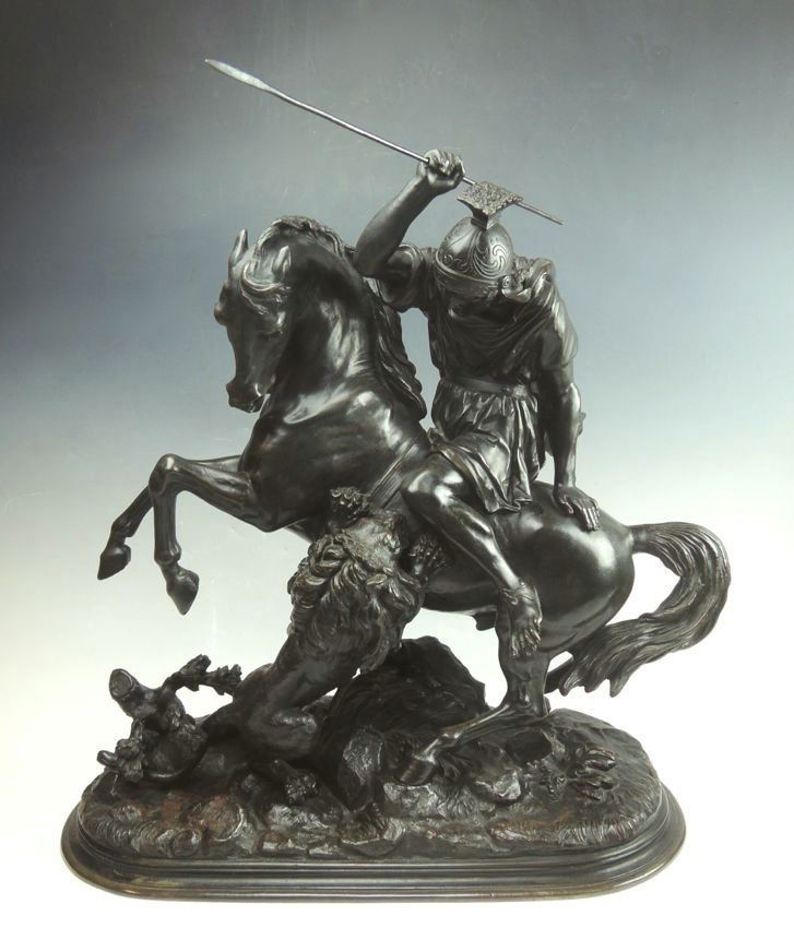 Large sgd Bronze Centurion on Horse Battling Lion (1 of 3)