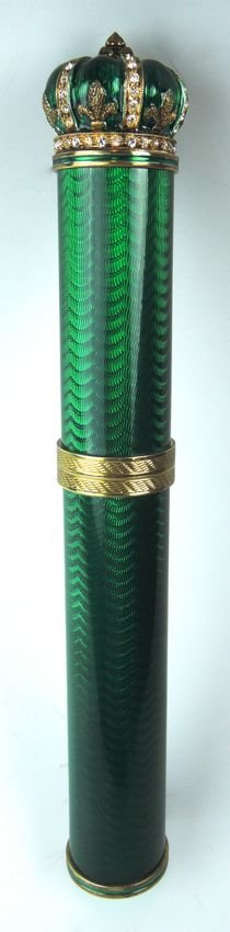 Silver & Enamel Cigar Holder w Crown (1 of 2)