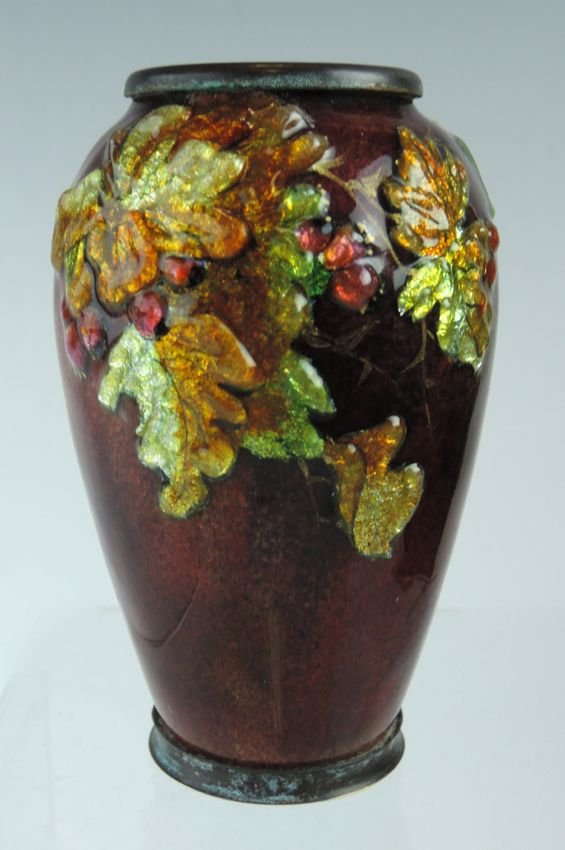 Signed Camille Faure Enamel Vase (1 of 3)
