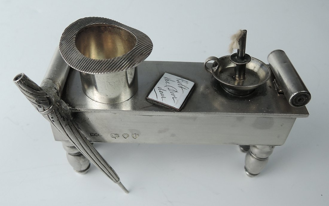 Rare Silver Desk, Enamel Love Letter Cigar Lighter (1 of 5)