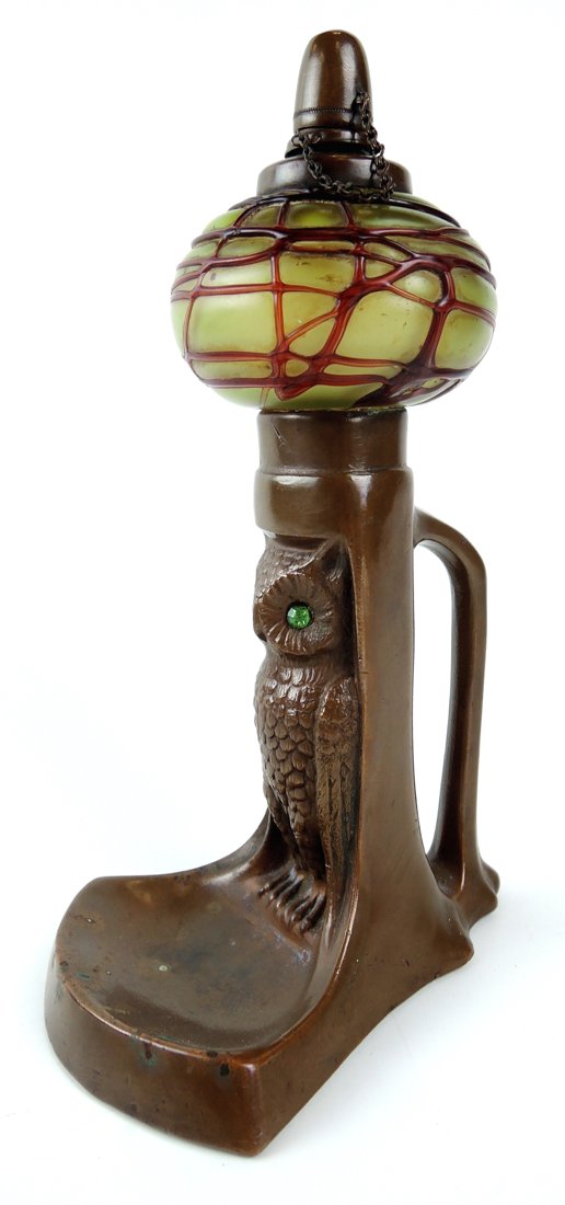 Bronze Owl & Palme Konig Glass Cigar Lighter (1 of 4)