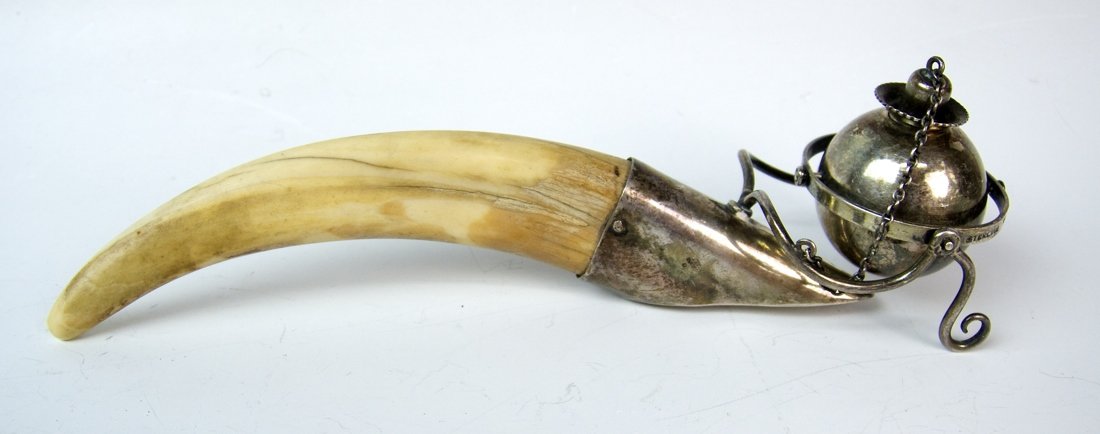 Horn & Sterling Silver Gimbal Cigar Lighter (1 of 4)