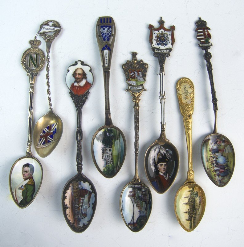 8 Enamel & Sterling Silver Souvenir Spoons (1 of 2)