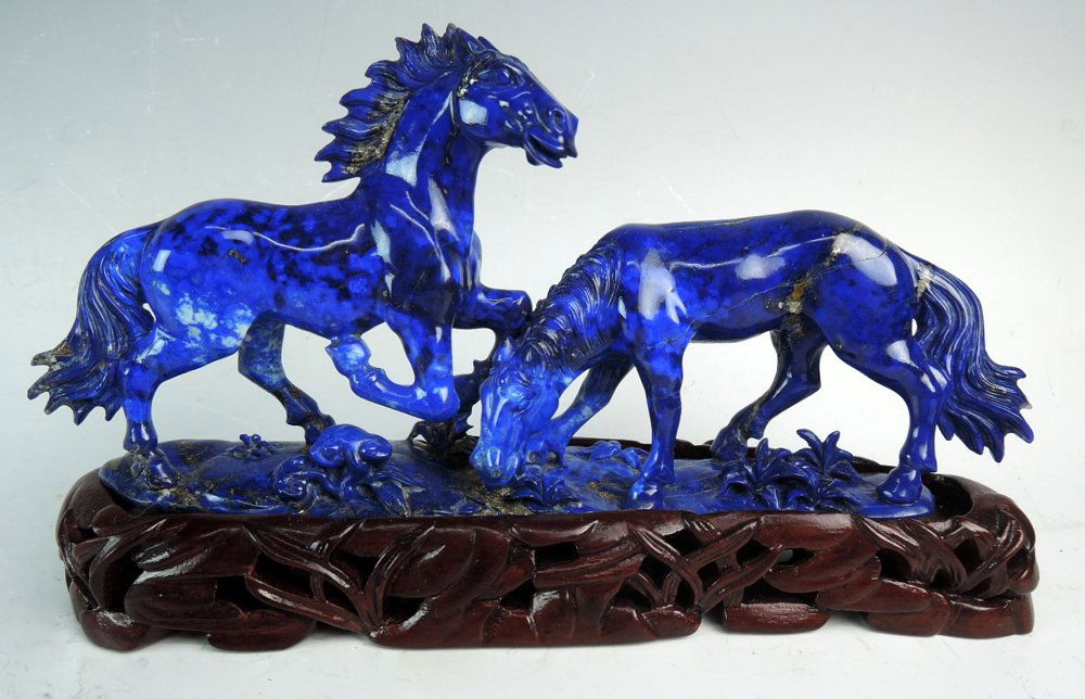Natural Lapis Lazuli Figure Running Horses (1 of 2)