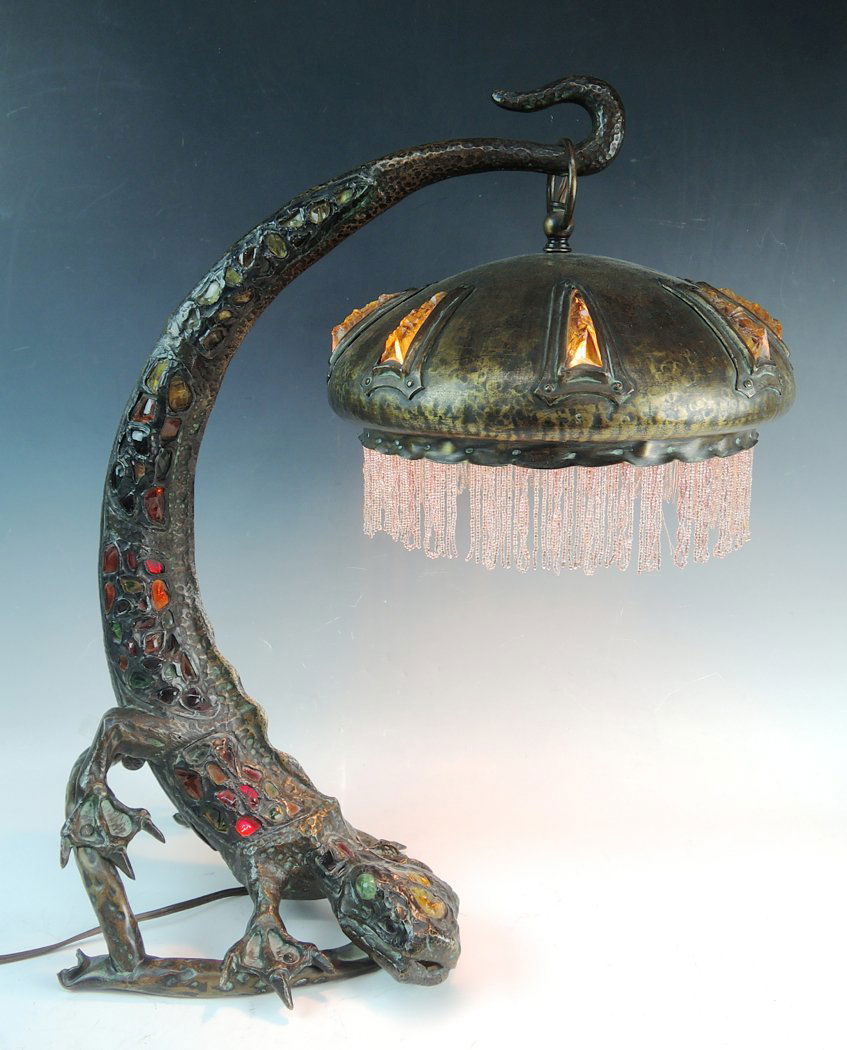 Exceptional Austrian Chunk Jewel Salamander Lamp (1 of 4)