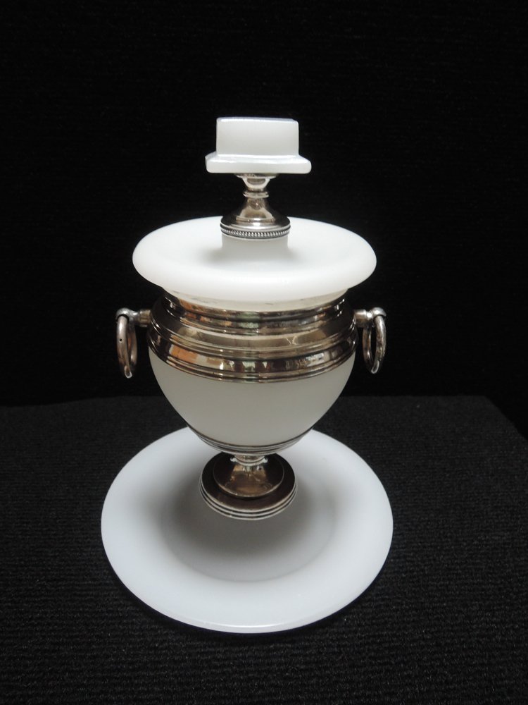 Antique Opalescent Glass & Silver Covered Urn (1 of 6)