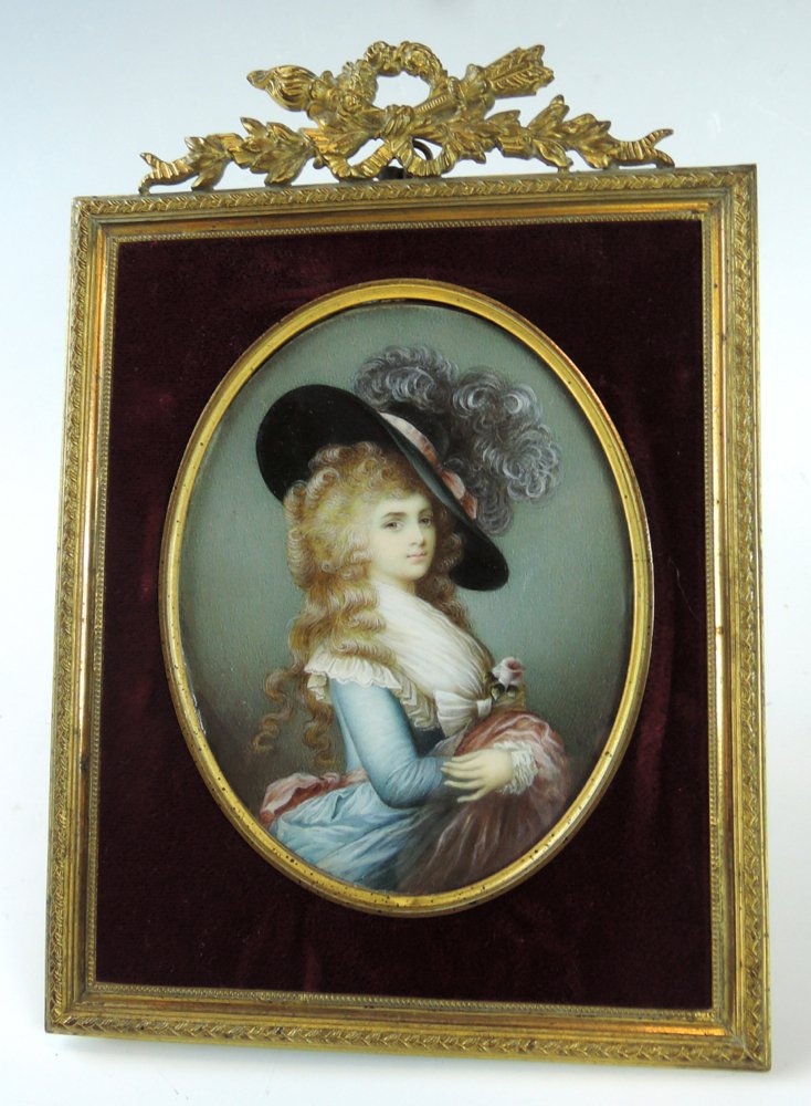 Fine Antique Miniature Painted Portrait Artist sgd (1 of 3)