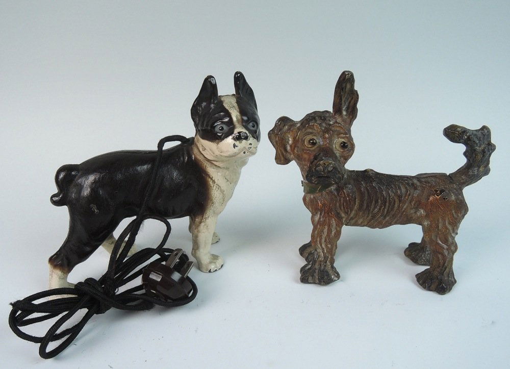 2 Figural Cold Painted Antique Dog Lighters (1 of 6)