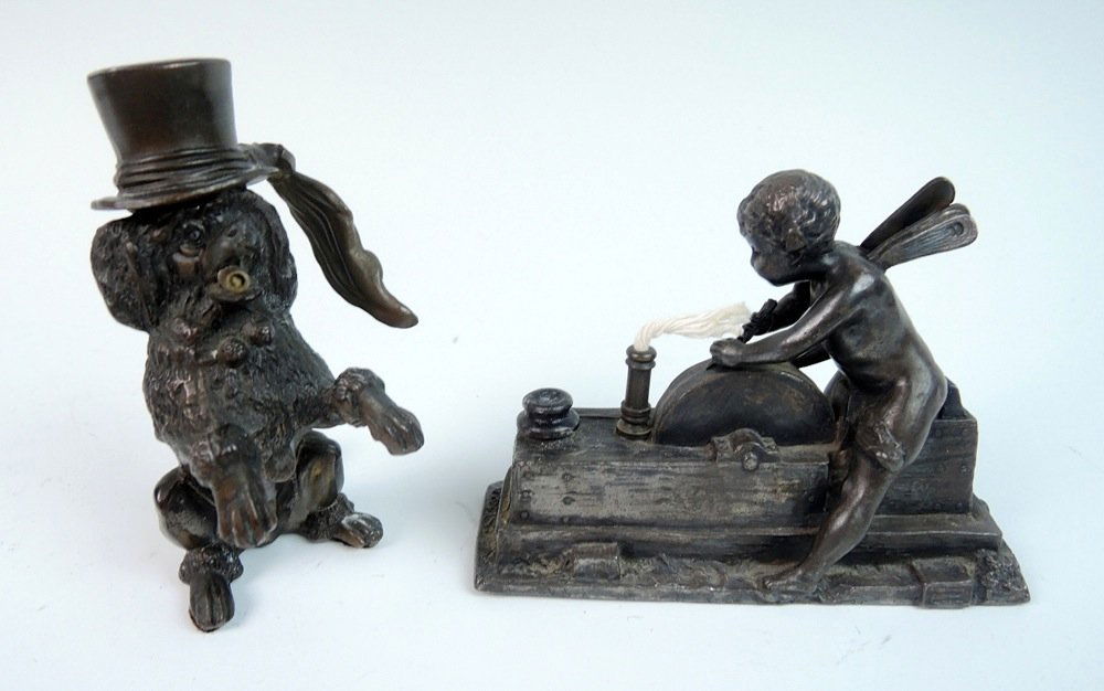2 Figural Cigar Lighters, Cherub & Poodle (1 of 4)