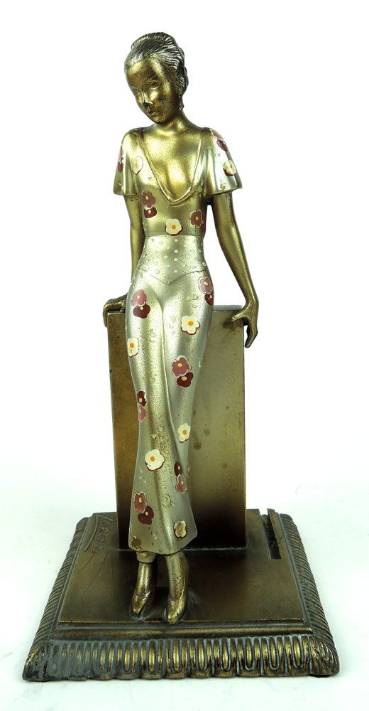 Art Deco Figural Cigar Lighter signed Lorenzl (1 of 3)