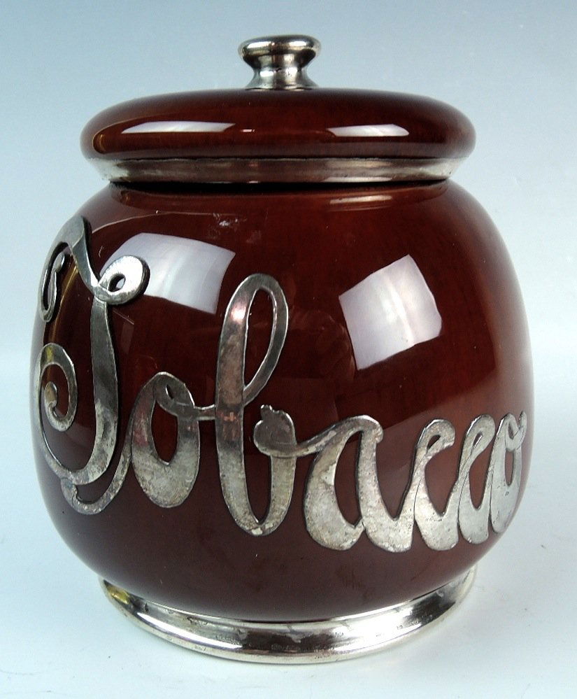 Lenox Sterling Silver Overlay Tobacco Jar (1 of 1)