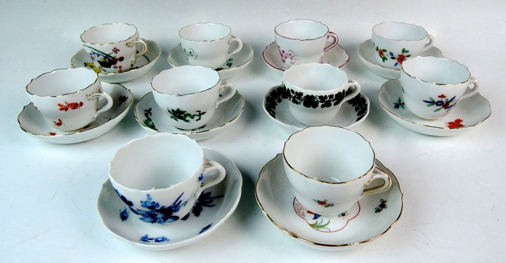 Meissen Group of 10 Demitasse Cups & Saucers (1 of 3)