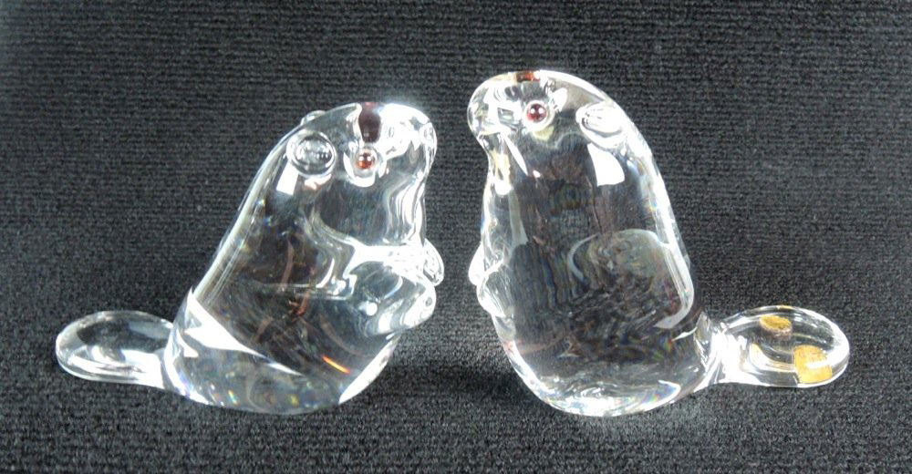 Pair Steuben Crystal Beaver Figurines (1 of 3)