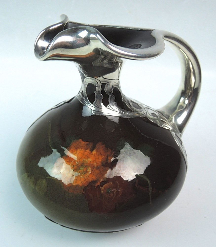 Weller Louwelsa Silver Overlay Art Pottery Pitcher (1 of 5)