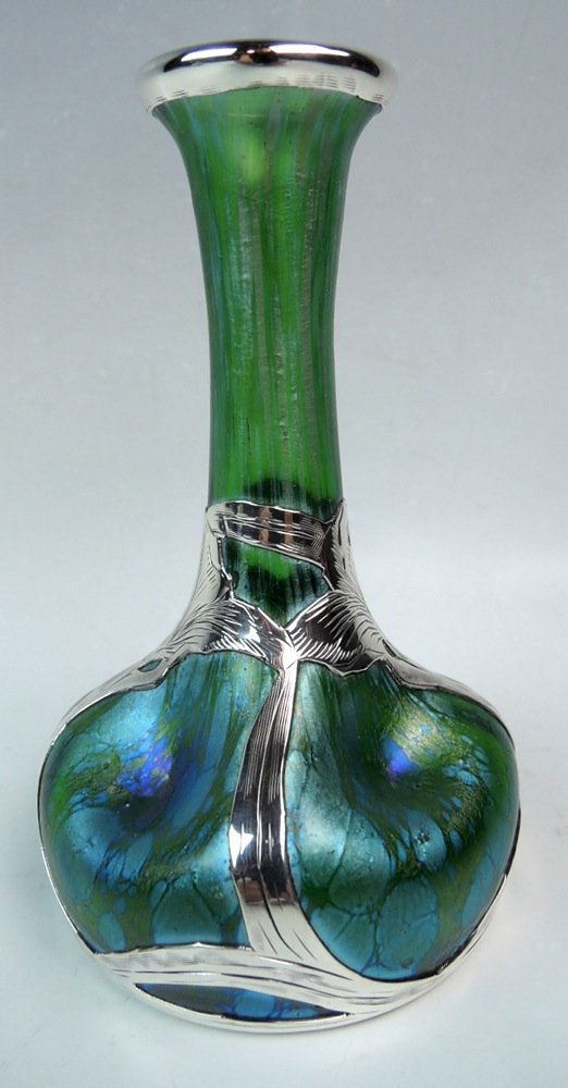 Loetz Silver Overlay Papillon Vase (1 of 6)