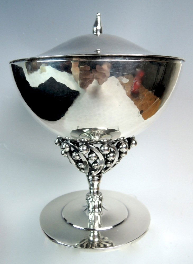 Rare Georg Jensen Sterling Silver Covered Compote Rohde (1 of 4)