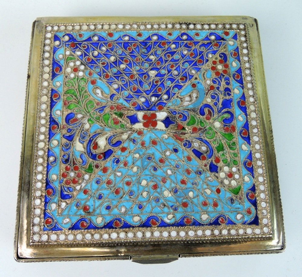 Persian Silver & Enamel Lidded Box (1 of 4)