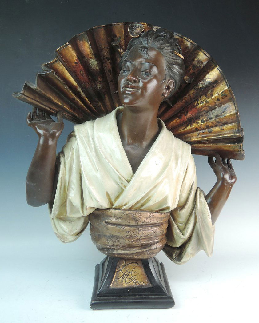 Large Signed Koenig Terracotta Orientalist Bust (1 of 3)