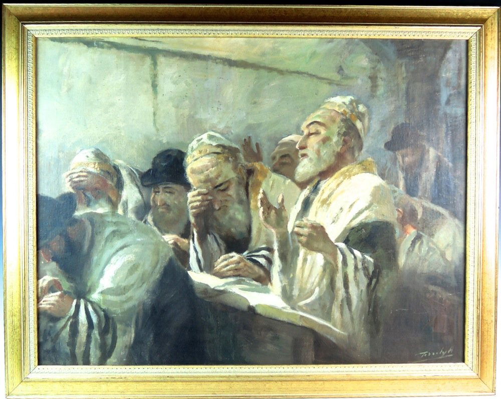 Judaica Oil Painting Group of Rabbis (1 of 3)