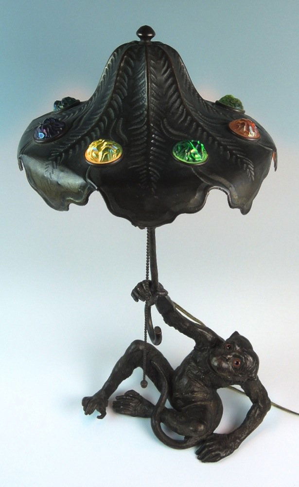 Rare Austrian Chunk Jewel Monkey Lamp (1 of 4)