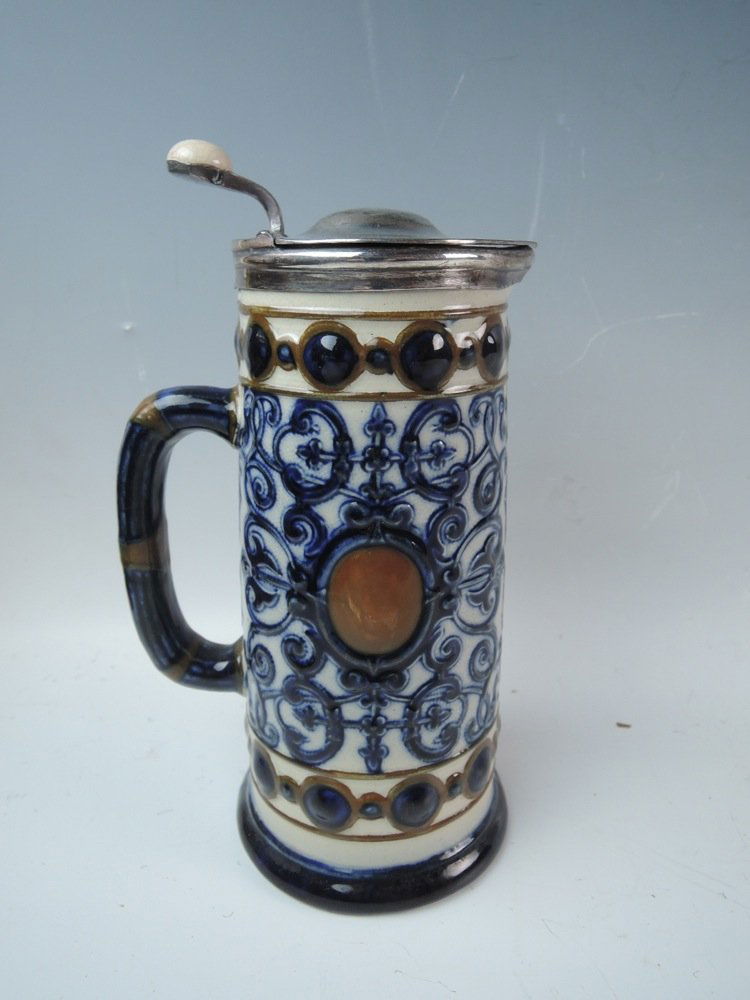 Signed Walker & Hall Silver Plate & Pottery Stein (1 of 5)