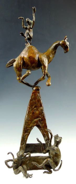 Whimsical Camel and Monkey Bronze Group (1 of 5)
