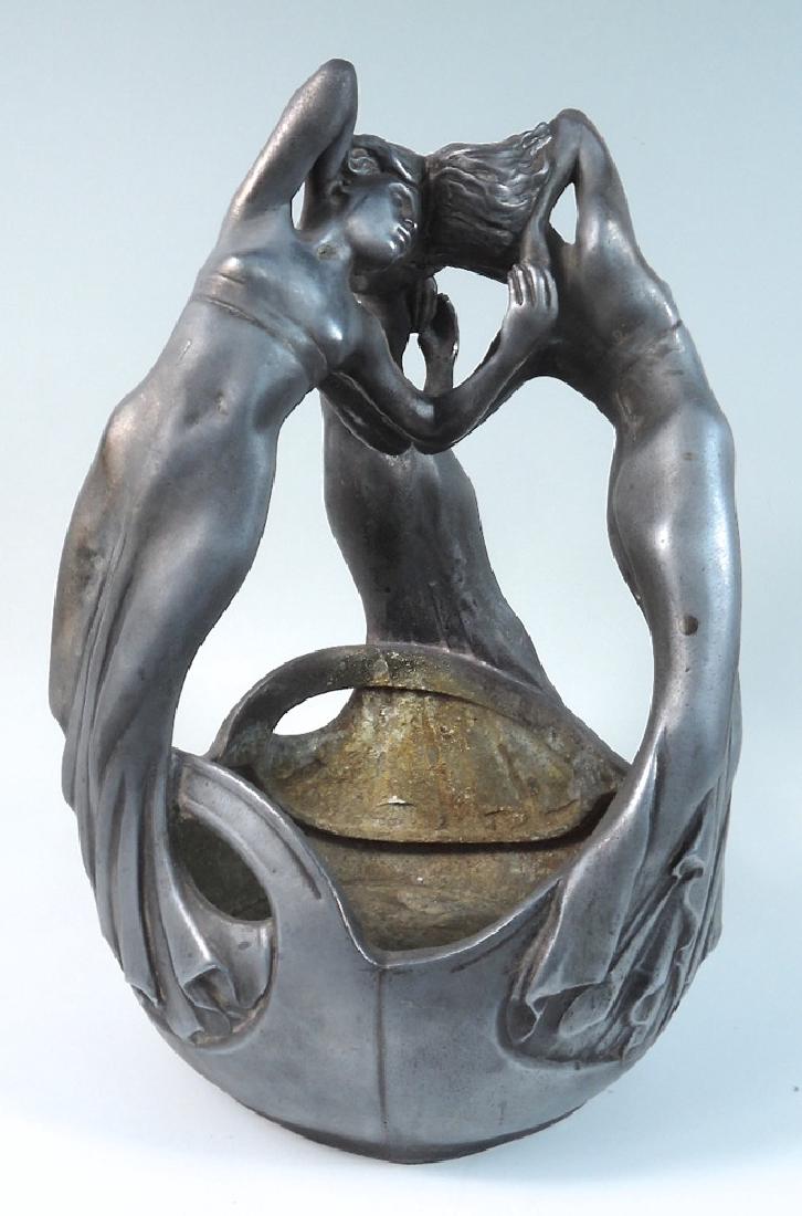 Large Bronze Art Nouveau Center Bowl Sgd. Maignan (1 of 3)