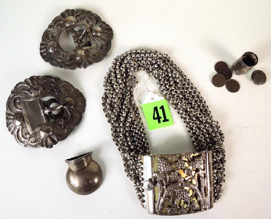 Group of 4 Antique Sterling Items w/8 Half pennies (1 of 4)