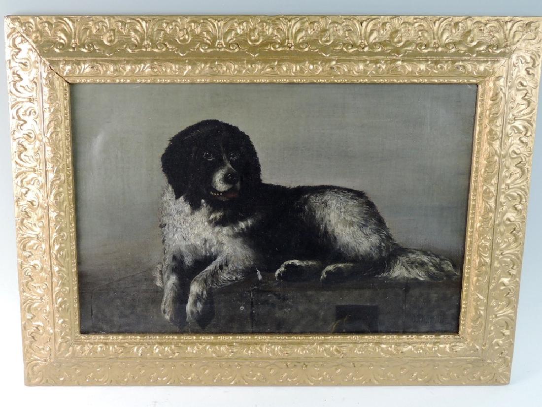 Antique O/C Painting of Dog sgd W.H.Henszey (1 of 5)