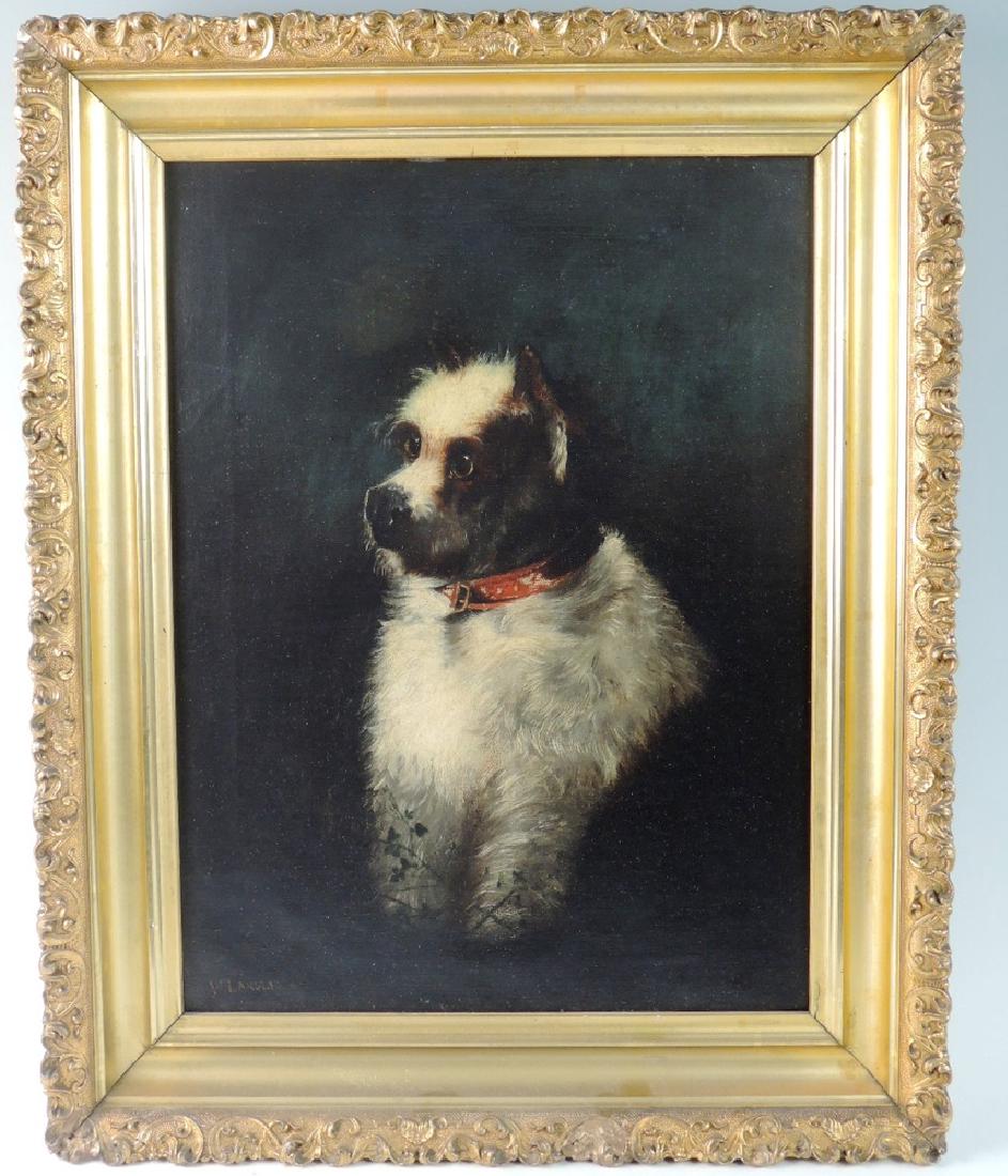 English School O/C Painting "Dog with Red Collar" (1 of 4)