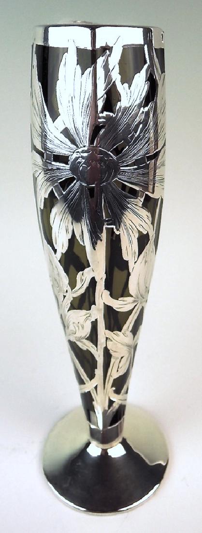 Smoke Glass & Silver Overlay Vase (1 of 3)