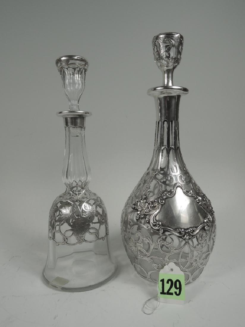 2 Antique Sterling Silver Overlay Decanters (1 of 2)
