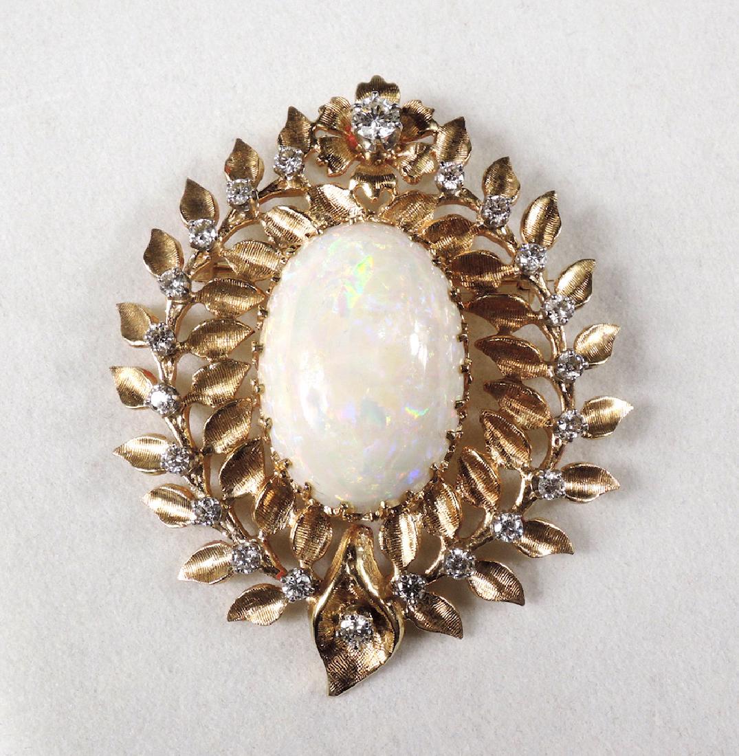 14K Gold, Opal, Diamond Brooch / Pendant (1 of 4)