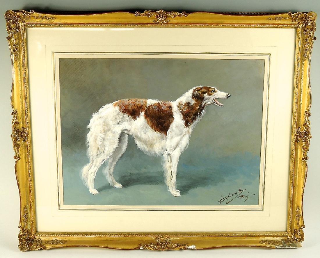 Fabulous W/C Borzoi Signed E. Fremott,Paris (1 of 5)