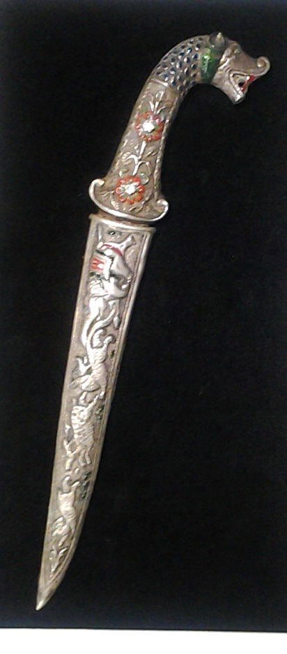 Ancient Circa 1650 Indo-Persian Silver Dagger Encusted (1 of 10)