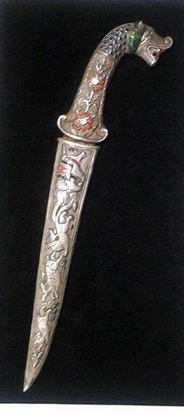 Ancient Circa 1650 Indo-Persian Silver Dagger Encusted (1 of 10)