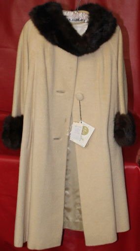 Fine Wool Coat w. Mink Fur c1960 by Lilli Ann (Estate): Vintage w. tags Irish Wool Coat w. Mink Fur Trim (World Famous Lilli Ann Brand) With detachable Mink Collar...Never Worn-Brand New Condition 6.00 lbs./Size:Medium-LG