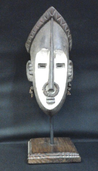 African Lwawal Tribe Ritual Mask Congo-Angola 14x7",: The Lwalwa mask is an ?mvondo? mask which is wore by men. The Lwalwa masks display a balanced composition, an enlarged angular nose, a protruding mouth and narrow slotted eyes. These sharply delineate