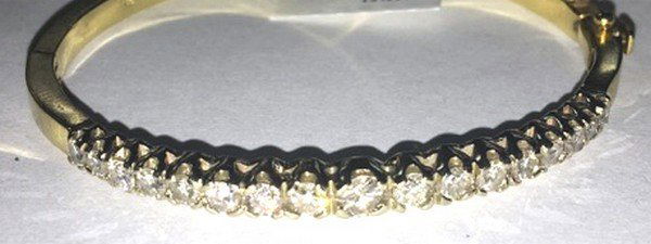 Certified Solid 14K Gold & Diamond Bangle Bracelet (1 of 4)