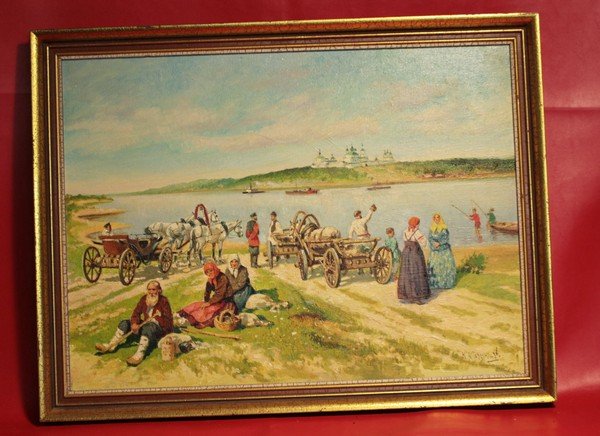 #8a Framed Antique c1900 Original Oil on Canvas Signed (1 of 5)