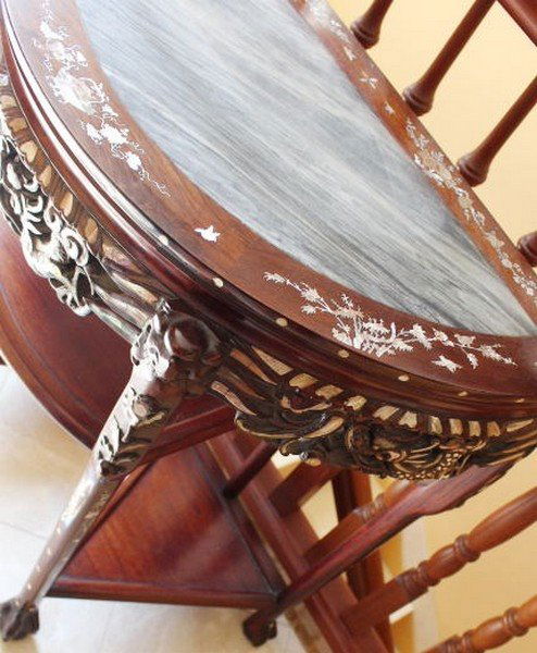 Antique Fine French Mahoganny Half Table of Bronze, (1 of 6)