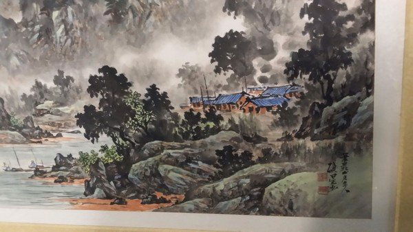 Antique c1800 Korean Ink & Color w. Doc on Silk Paper (1 of 10)